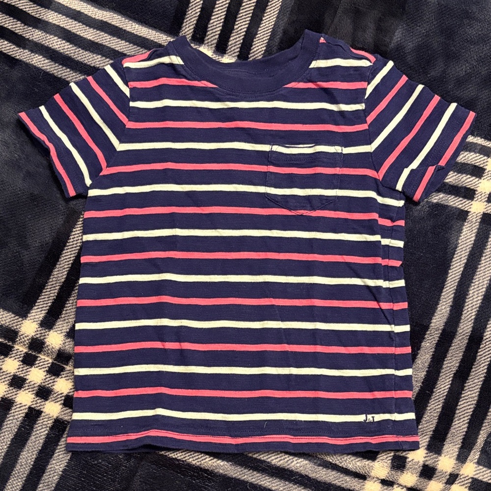 Janie & Jack Striped Boys T-Shirt - Navy, Pink, and light blue
